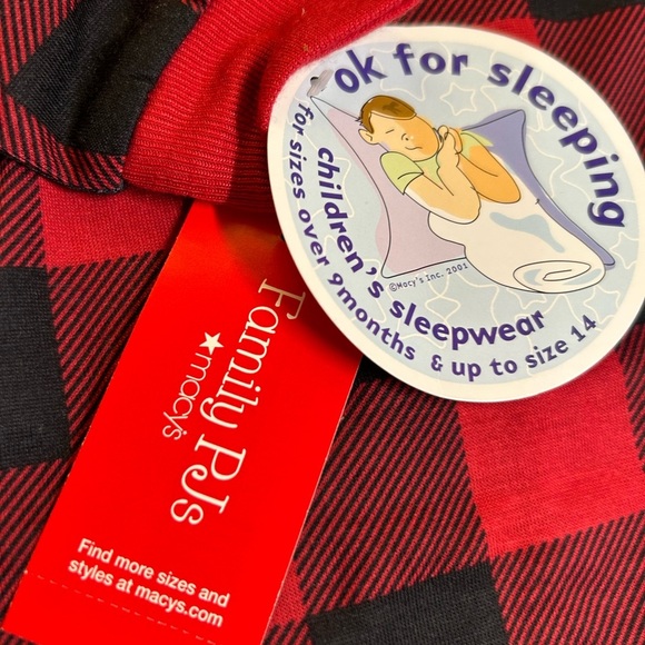 Macy's Family PJs T SZ 12 months Christmas 1PC Pajama Buffalo Check Red NWT - Picture 9 of 12